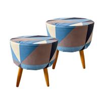 Kit 2 Capas para Puff Redondo Pé Palito Malha com Elástico