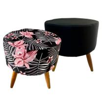 Kit 2 Capas Para Puff Redondo Pé Palito Malha Com Elástico