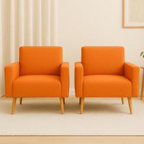 Kit 2 capas poltrona tradicional sala- ajustavel premium Cor:Laranja
