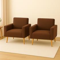 Kit 2 capas poltrona tradicional sala- ajustavel premium Cor:Marrom