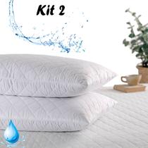 Kit 2 Capas Protetora De Travesseiro Fronha Impermeável Antialérgica Matelassê Resistente 70x50 - (70cm x 50cm)