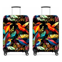 Kit 2 Capas Protetoras Para Mala Pássaros Coloridos Premium Identificadora Aeroporto Aviao Travel