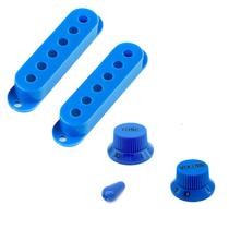 Kit 2 capinha captador 1 knob volume tone ponta chave azul