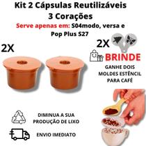 Kit 2 Cápsulas Reutilizavel 3 Corações Café + Molde Para Desenhar - AHFC Store