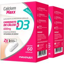 Kit 2 Carbonato de Cálcio com Vitamina D3 200UI 600mg 60 Cápsulas Maxinutri