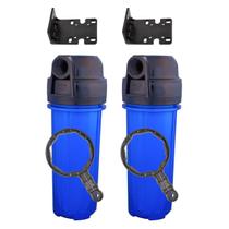 Kit 2 Carcaça Filtro Cavalete Caixa D'água 10 Polegadas Pou Azul 0