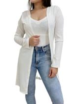 Kit 2 Cardigans canelado casaco longo feminino modelo
