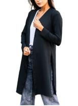 Kit 2 cardigans canelado feminino casaco longo