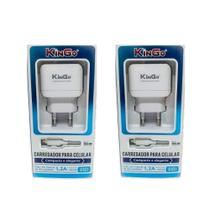 Kit 2 Carreg. Micro-Usb V8 Kingo 1.2A 5V P/ Galaxy J5 Pro