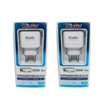 Kit 2 Carreg. Micro-Usb V8 Kingo 1.2A 5V P/ Galaxy J7 Pro