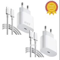Kit 2 Carregador Completos Turbo 20w Tipo USBC Compatível Para iPhon X 11 12 13 14