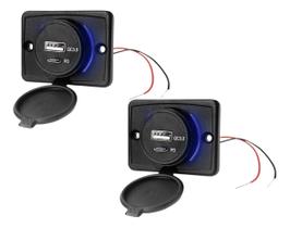 Kit 2 Carregador de Celular Automotivo 1 USB + 1 USB Power C/ Moldura - RS-1113U BR