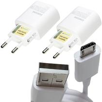 Kit 2 Carregadores Original Celular Samsung Micro USB Branco