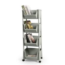 Kit 2 Carrinho Multiuso 4 Prateleiras em Plástico com Rodízio - Cinza