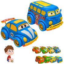 Kit 2 Carrinhos Brinquedo Menino Fusca E Van Baby Infantil