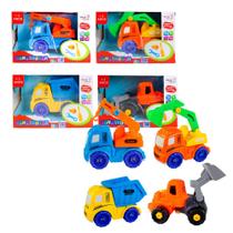 Kit 2 Carrinhos Caminhão Construtor Infantil Monta e Desmonta Ferramentas Brinquedo Didático Educativo Colorido Crianças Meninos
