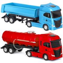 Kit 2 Carrinhos Caminhões Colocar Areia na Caçamba e Agua