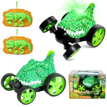 Kit 2 Carrinhos de Controle Infantil Dinossauro Stunt T-Rex dá para Brincar Junto