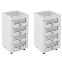 Kit 2 Carrinhos de Maquiagem PE2009 4 Gavetas Branco - Tecno Mobili Kit 2 Carrinhos de Maquiagem PE2009 4 Gavetas Branco - Tecno Mobili