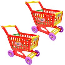 Kit 2 Carrinhos de Mercado Compras Mini Shopping Infantil Kit 2 Carrinhos de Mercado Compras Mini Shopping Infantil