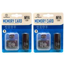 Kit 2 Cartão De Memória 16Gb Classe 10 Com Adaptador Usb E Micro Sd Para Musica Video Foto Rápido Seguro