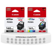 Kit 2 Cartuchos Canon PG140XXL Preto CL141XL Color Para Impressoras MG2110 MG2210 MG3110 MG3210 MG3510 Kit 2 Cartuchos Canon PG140XXL Preto CL141XL Color Para Impressoras MG2110 MG2210 MG3110 MG3210 MG3510