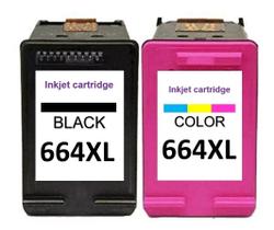Kit 2 Cartuchos de tinta Compatíveis 664XL F6V31A Preto e F6V30A Colorido Compatíveis Advantage 1115