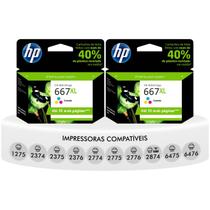 Kit 2 Cartuchos НР 667XL Color Original impressoras 1275 2376 2775 2776 6476 5076 5276