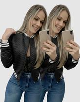 Kit 2 Casaco Bomber Casual Feminino Com Zíper Metelassê Moda Inverno