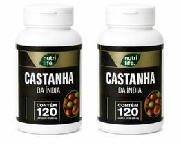 Kit 2 Castanha da Índia Natural 240 Cápsulas 500 mg Nutri Life A Verdadeira