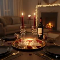 Kit 2 Castiçais De Vidro Clarioné 15,5cm Luxo Sofisticado