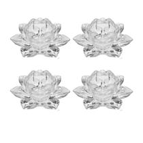 Kit 2 Castiçais de Vidro Flor de Lótus Porta Vela Decorativo para Mesa