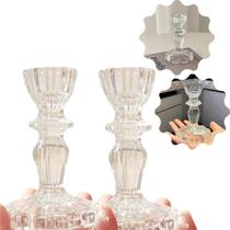 Kit 2 Castiçais de Vidro Iluminação Porta Velas Decoração