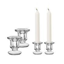Kit 2 Castiçais De Vidro Porta Vela Enfeite Decoração Sextavado Kit 2 Castiçais De Vidro Porta Vela Enfeite Decoração Sextavado