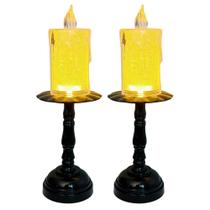 Kit 2 Castiçais Vintage Velas Led Luz Branco Quente 17,5x6,2cm