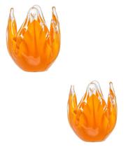 KIT 2 Castiçal De Decoração Em Cristal Murano Hera AMARELO