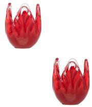 KIT 2 Castiçal De Decoração Em Cristal Murano Hera VERMELHO