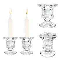 Kit 2 Castiçal Veneza De Vidro Porta Vela Enfeite Decoração