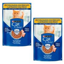 Kit 2 Cat Chow Sachê para Gatos Adultos Castrados Sabor Peixe 85 g