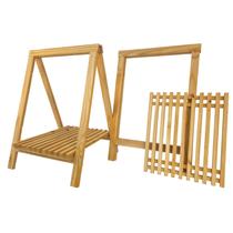 Kit 2 Cavaletes Com Prateleira Mesa Escritório Madeira Pinus