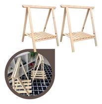 Kit 2 Cavaletes Em Madeira Resistente Rustico Reforçado Kit 2 Cavaletes Em Madeira Resistente Rustico Reforçado