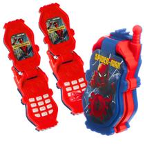 Kit 2 Celular De Brinquedo Flip Infantil Musical Com Som Princesas Spiderman