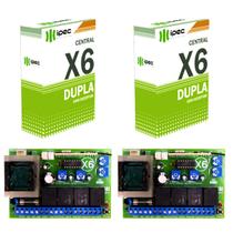 Kit 2 Central Portão Placa Canais Receptor X6 Dupla Controles Ipec