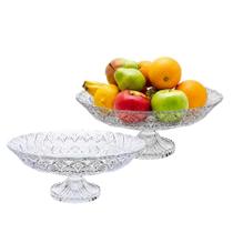 Kit 2 Centro Mesa Fruteira Saladeira Decorativo Redondo Vidro 30cm