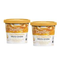 Kit 2 Cera de Microondas Depilação Corporal Buço Axila Virilha Natural Depilflax 100g