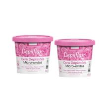 Kit 2 Cera de Microondas para Depilação Corporal Buço Axila e Virilha Rosas Depilflax 100g