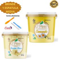 Kit 2 Cera Depilação Profissional Dpeel Pote 300 Gramas + 1 Espátula Acrílica Media