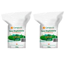 Kit 2 Cera depilatoria algas c/ aloe vera elastica 500g (cerapura)