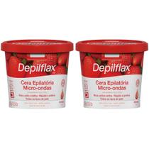 Kit 2 Cera Depilatoria Micro-ondas Morango Depilflax Buco Axila Virilha Todos Tipos Pele Rapida 100g Kit 2 Cera Depilatoria Micro-ondas Morango Depilflax Buco Axila Virilha Todos Tipos Pele Rapida 100g