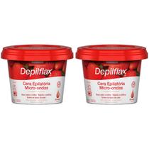 Kit 2 Cera Depilatoria Micro-ondas Morango Depilflax Buco Axila Virilha Todos Tipos Pele Rapida 200g Kit 2 Cera Depilatoria Micro-ondas Morango Depilflax Buco Axila Virilha Todos Tipos Pele Rapida 200g